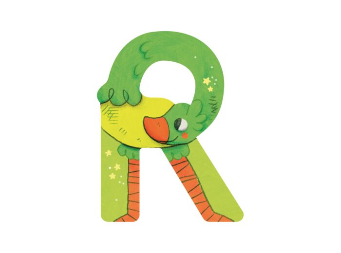 Lettre bois R vert L'alphabet