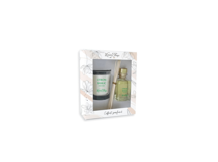 Coffret Bougie 180 g + Diffuseur 100 ml Citron Basilic