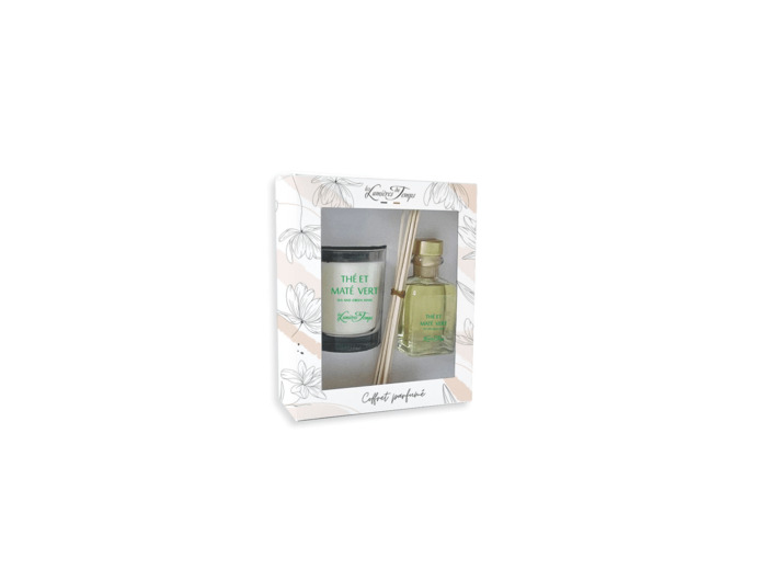 Coffret Bougie 180 g + Diffuseur 100 ml Thé et Maté Vert