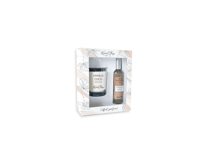 Coffret Bougie 180 g + Spray 100 ml Vanille Coco