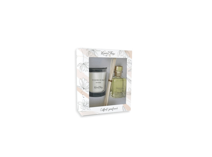 Coffret Bougie 180 g + Diffuseur 100 ml Poudre de Riz