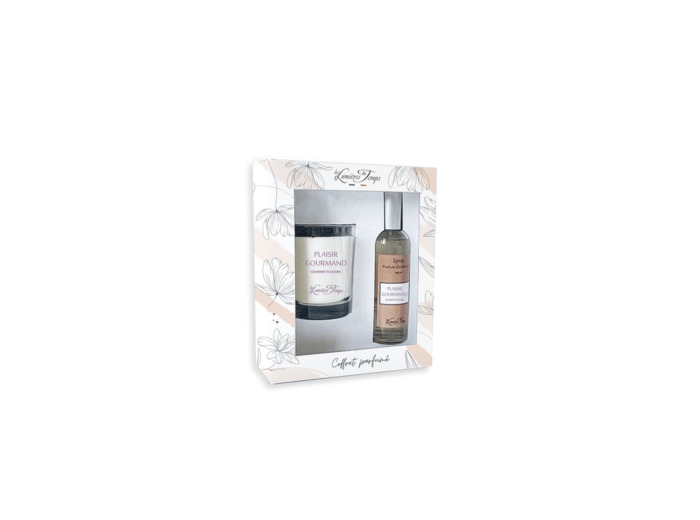 Coffret Bougie 180 g + Spray 100 ml Plaisir Gourmand