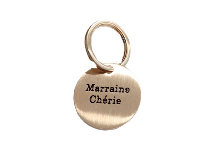 Porte clef "Marraine chérie" doré brossé