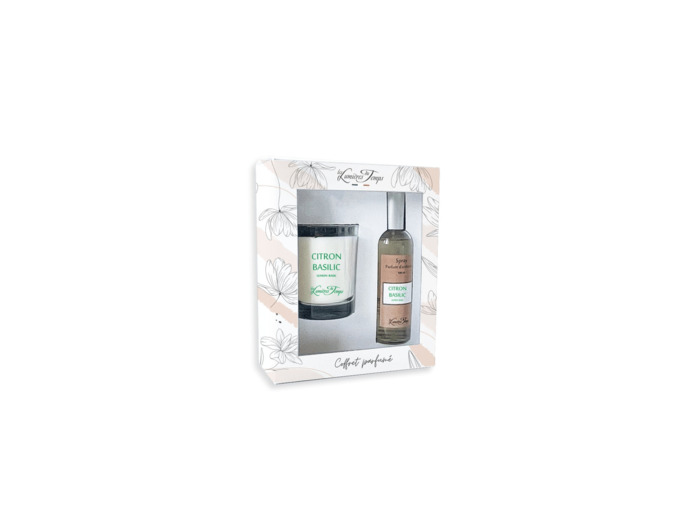 Coffret Bougie 180 g + Spray 100 ml Citron Basilic