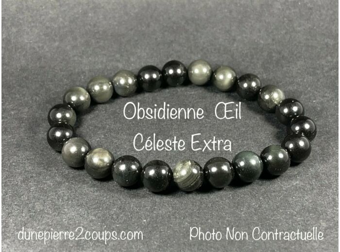 Bracelet Obsidienne Œil Céleste Extra 8mm -8T18