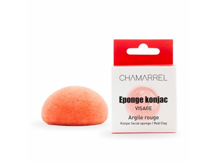 Eponge konjac - argile rouge - visage - Chamarrel