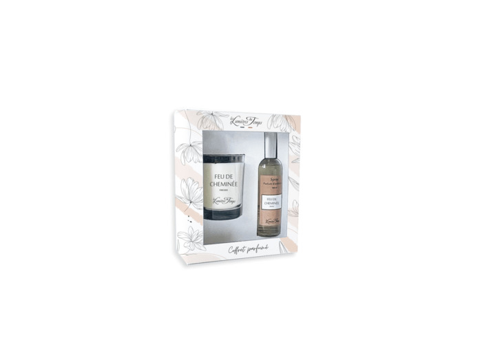 Coffret Bougie 180 g + Spray 100 ml Feu de Cheminée