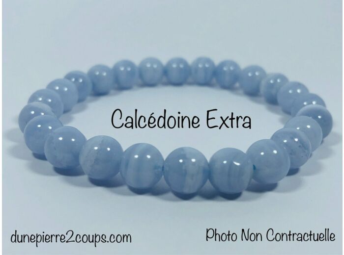 Bracelet Calcédoine Bleue 8mm