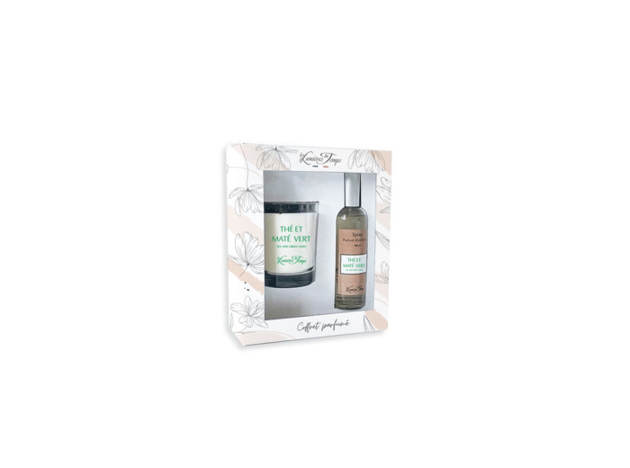 Coffret Bougie 180 g + Spray 100 ml Thé et Maté Vert