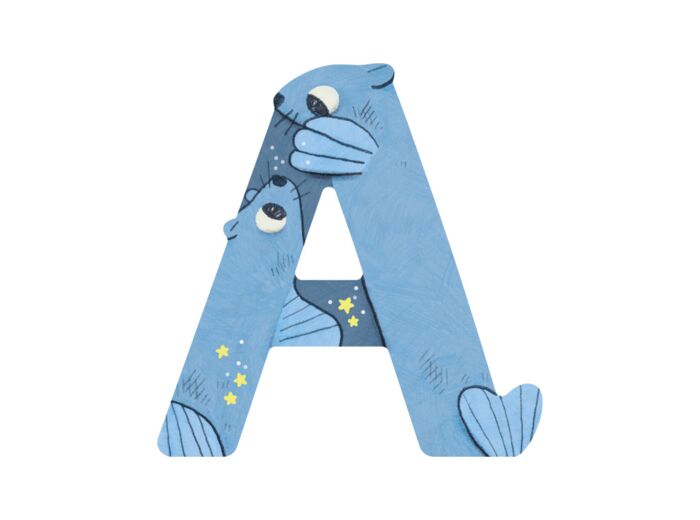 Lettre bois A bleu L'alphabet