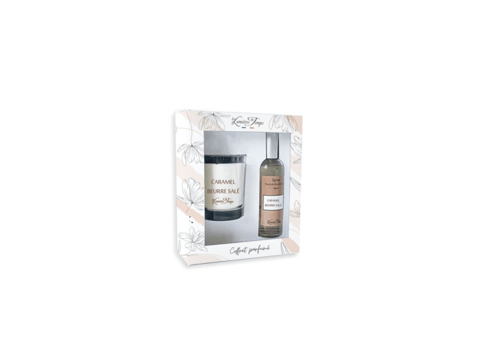 Coffret Bougie 180 g + Spray 100 ml Caramel Beurre Salé