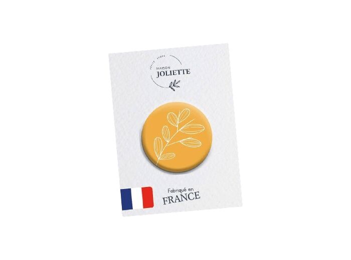 Broche (badge) - Fleur fond jaune #116 - Maison Joliette