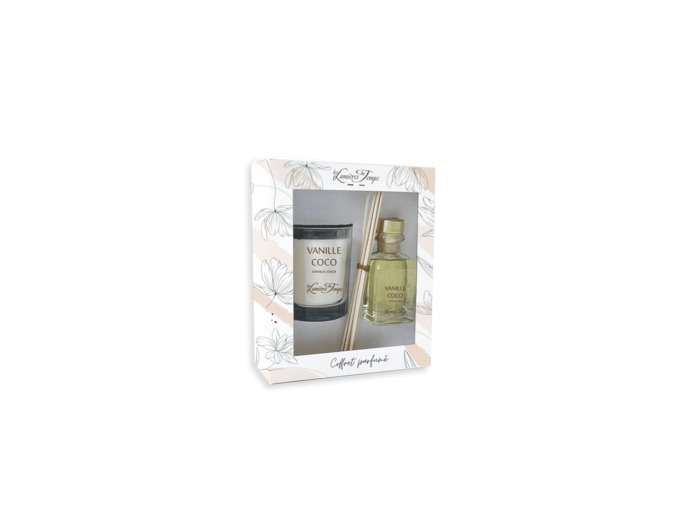 Coffret Bougie 180 g + Diffuseur 100 ml Vanille Coco