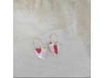 Boucles d'oreilles en Argile Polymère Texturisée - blanche et rose