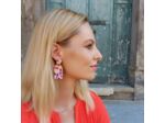 Boucles d'oreilles en Argile Polymère - orange, violet, rose