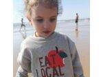 Sweat "Eat Local" Enfant en Molleton Bio Gris FRENCH POESIE