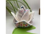 Lingettes lavables en bambou motif petites fleurs bégonia
