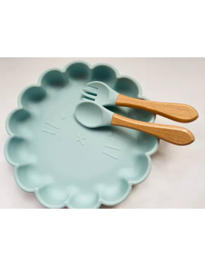 Set repas et couverts bleu pour enfant - les petits citrons