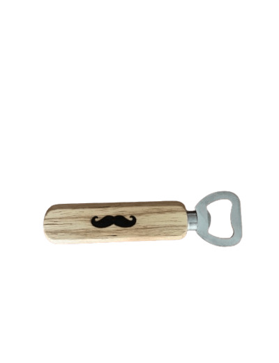 Décapsuleur en bois motif moustache