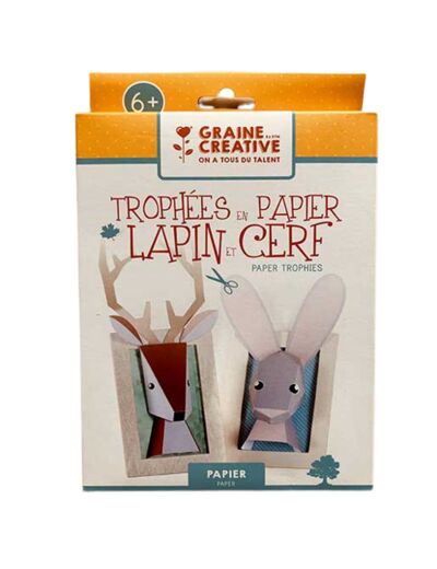 Kit DIY trophées en papier - trophées lapin et cerf - Graine créative