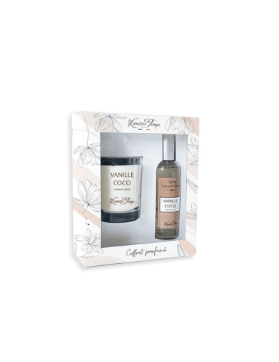 Coffret Bougie 180 g + Spray 100 ml Vanille Coco