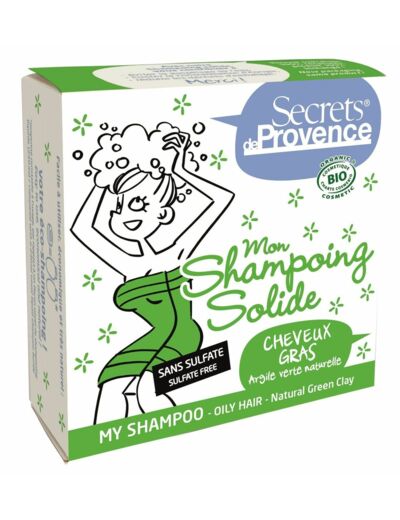Shampooing bio solide cheveux gras à l'argile verte - Secrets de Provence bio
