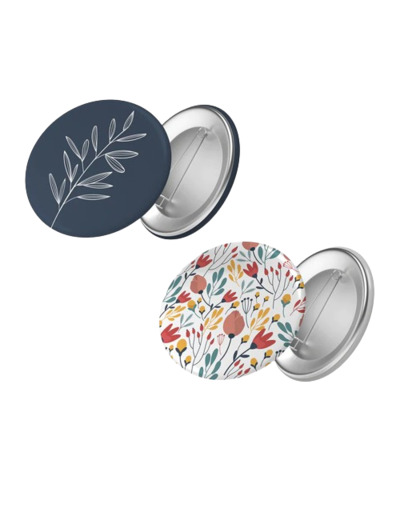 Lot de 2 pin's - Motif fleuri et fleur fond marine - Maison joliette