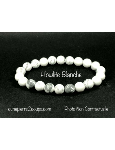 Bracelet Howlite Blanche  8mm