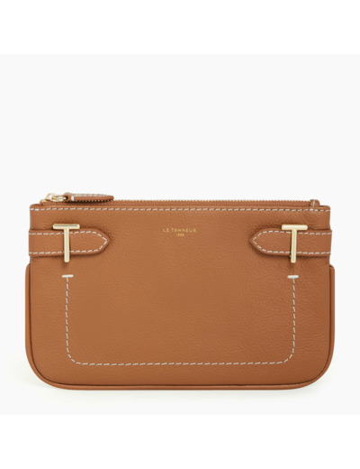 Pochette zippée Simone en cuir grainé