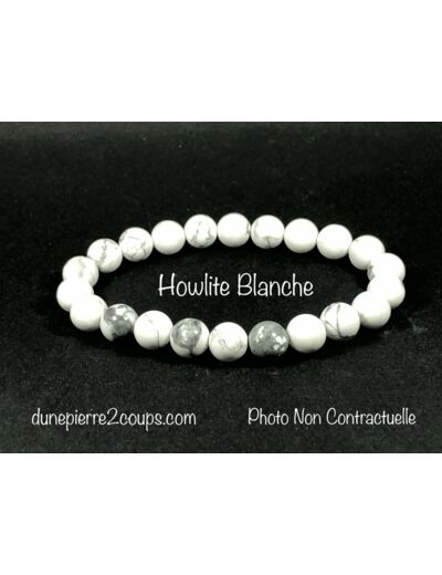Bracelet Howlite Blanche  8mm