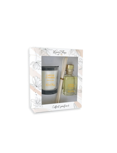 Coffret Bougie 180 g + Diffuseur 100 ml Caresse d'Ambre