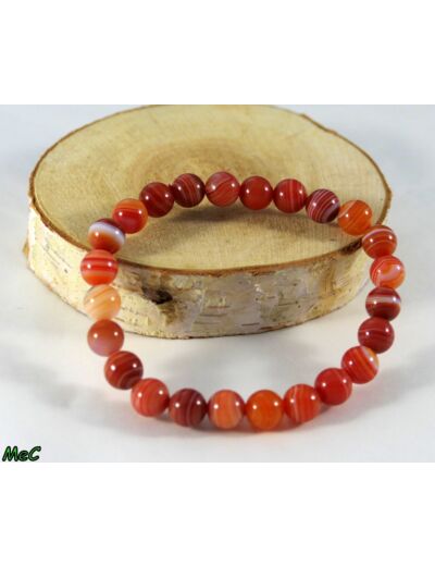 Bracelet agate rouge rubanée