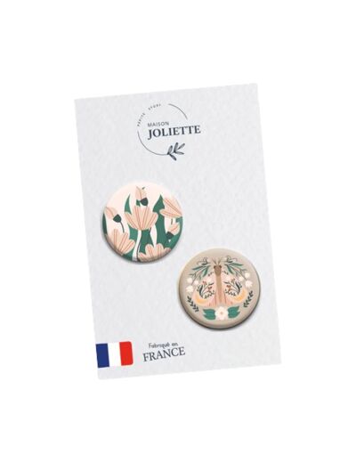 Lot de 2 magnets - Fleurs + Papillon - Maison joliette