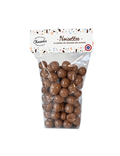 Sachet noisettes enrobées de chocolat lait caramel - Chocodic