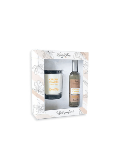 Coffret Bougie 180 g + Spray 100 ml Caresse d'Ambre