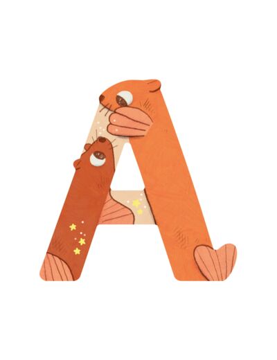 Lettre bois A orange L'alphabet