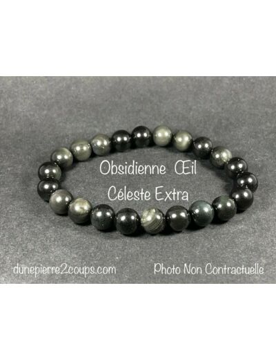 Bracelet Obsidienne Œil Céleste Extra 8mm -8T18