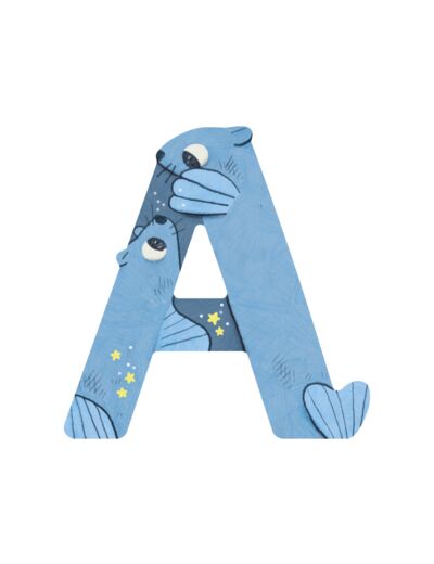 Lettre bois A bleu L'alphabet