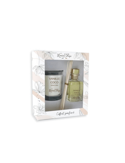 Coffret Bougie 180 g + Diffuseur 100 ml Vanille Coco