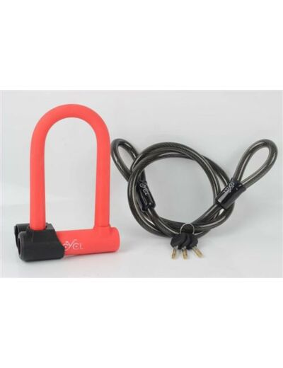 Redlock - Antivol U pour vélo ou trottinette + 1.20m de cable Flex