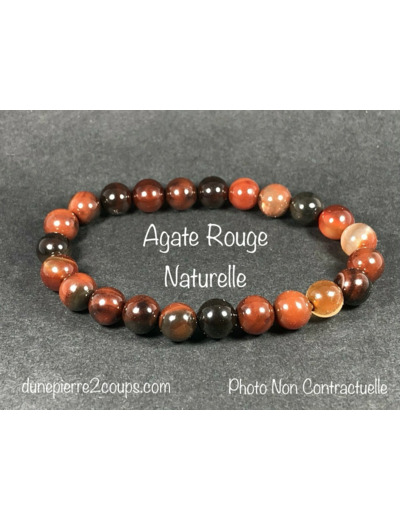 Bracelet Agate Rouge Naturelle 8mm