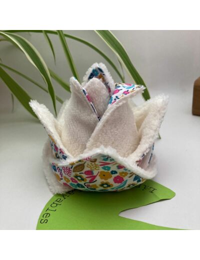 Lingettes lavables en bambou motif petites fleurs bégonia