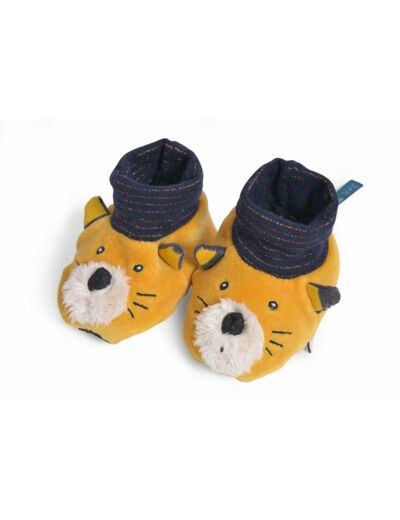Chaussons chat moutarde Lulu Les Moustaches