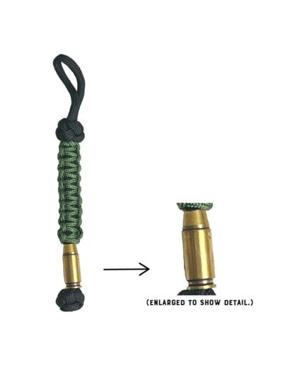 Porte-Clés Paracorde Green w Brass Bullet TRIXIE & MILO