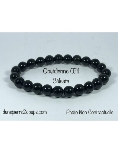 Bracelet Obsidienne Noire  8mm