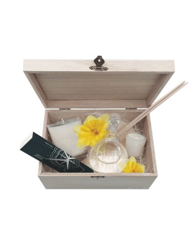 Coffret bougies 180gr & 35gr + parfumeur 200 ml + 1 boite d'allumettes Fleur d'Oranger