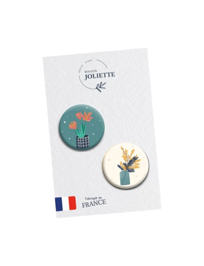 Lot de 2 magnets - Fleurs de safran + Mimosan - Maison joliette