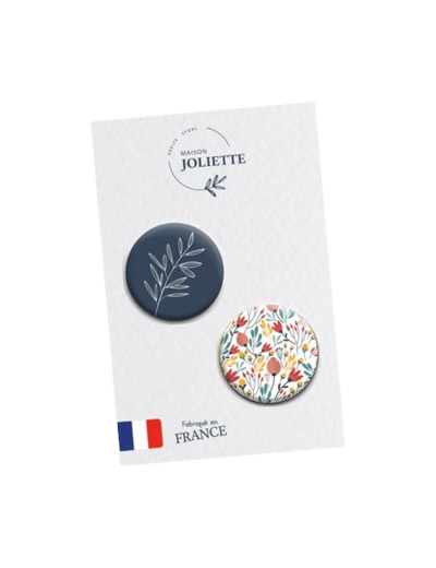 Lot de 2 magnets - Motif fleuri + fleur fond marine - Maison joliette