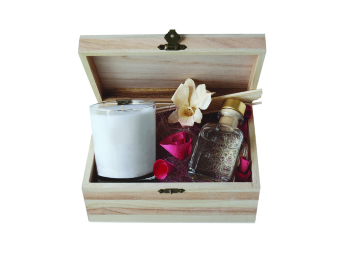 Coffret bougie 180 gr + parfumeur 100 ml Fleur de Pêche