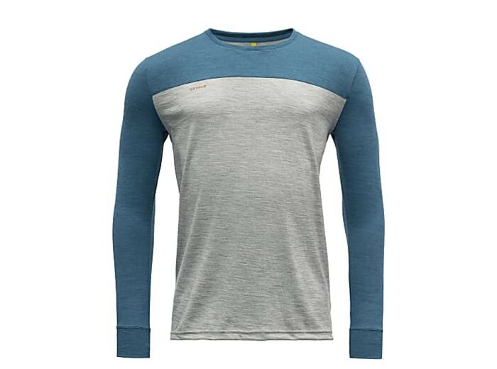 T-Shirt Manches Longues Mérinos Norang Man Grey Melange/Blue DEVOLD